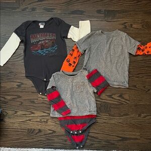 GAP Baby Bodysuit Trio - Gray, Orange, Red